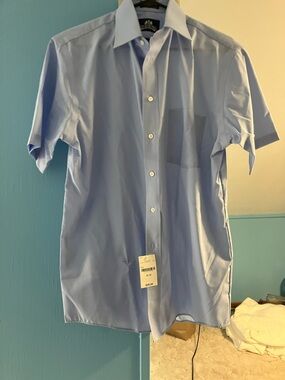 Stafford Light Blue Short Sleeve Dress Shirt
